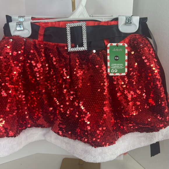 Claire’s Red Sequin Santa Skirt S/M– Holiday Party Christmas –New with Tags - Picture 1 of 8